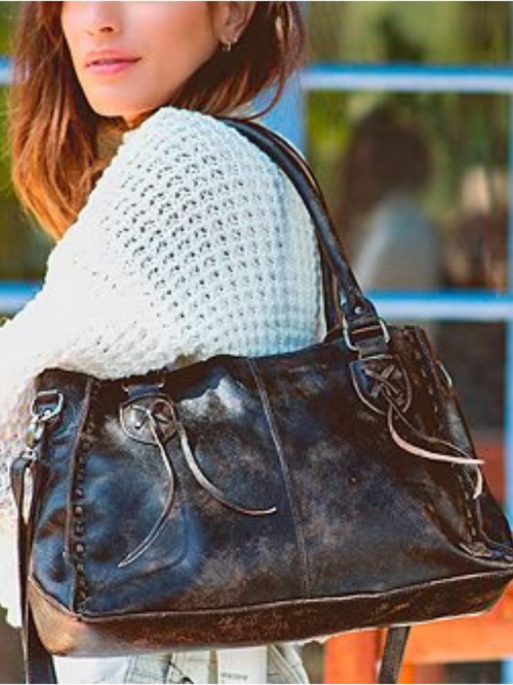 Bed Stu Leather Rockababy Shoulder Bag Crossbody Tote Black Rustic MSRP $345 - Picture 12 of 12